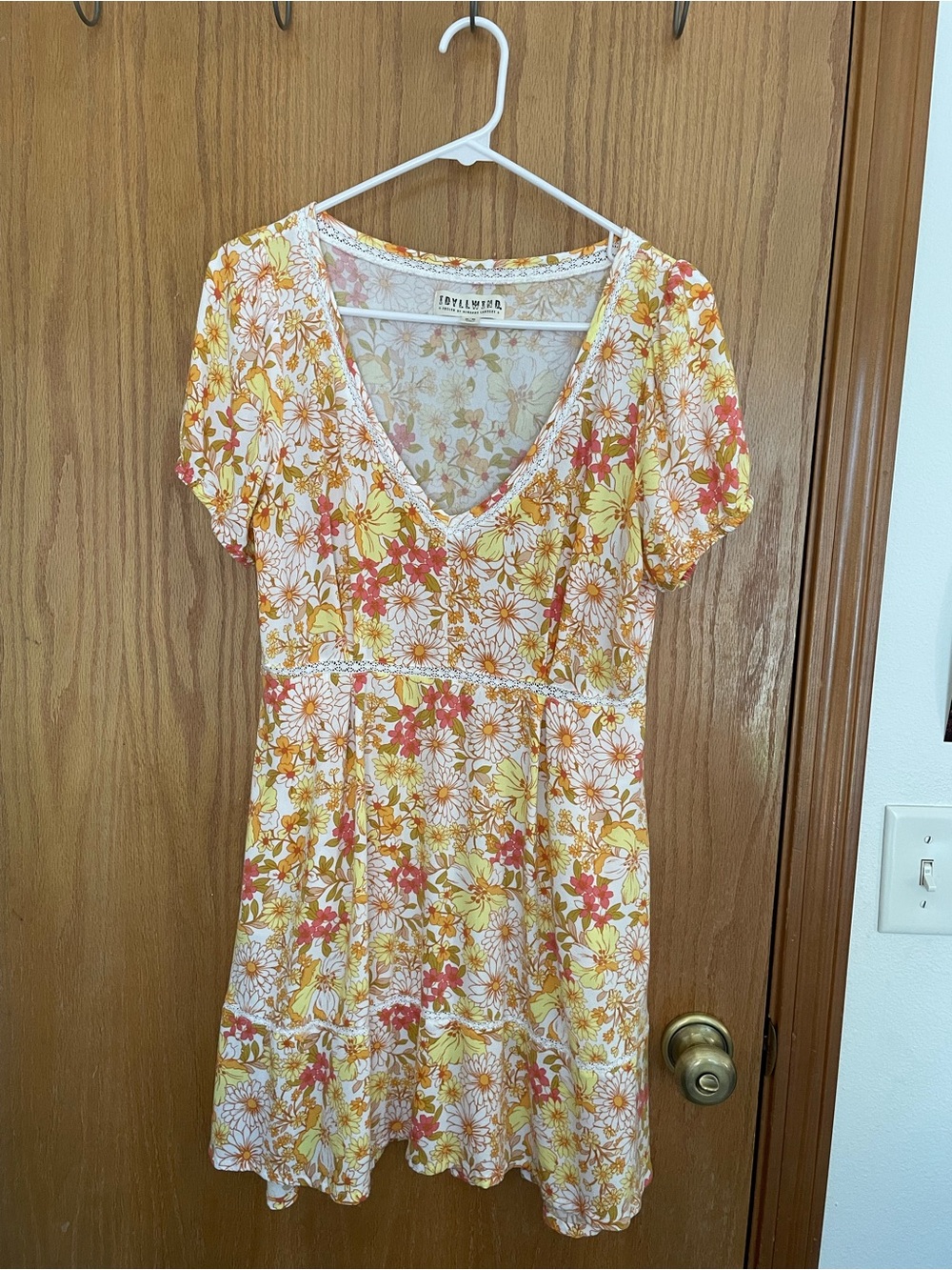 Idyllwind Yellow Floral V-Neck Mini Dress